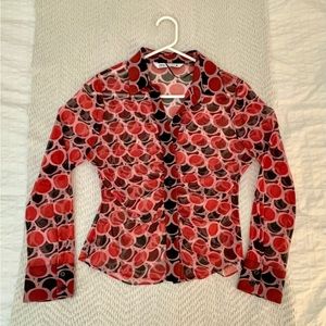 Zara long sleeve mesh blouse